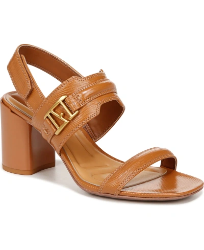 Franco Sarto Owen Ankle Strap Sandals In Tan Faux Leather