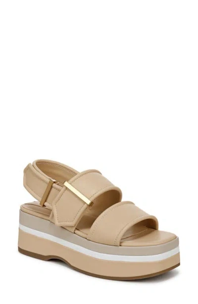 Franco Sarto Piper Slingback Platform Sandal In Buff Beige Faux Leather