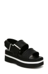 Franco Sarto Piper Slingback Platform Sandal In Black Faux Leather