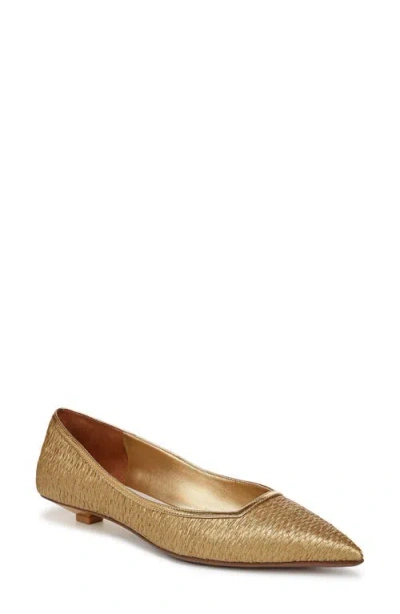 Franco Sarto Prella Pointed Toe Kitten Heel Pump In Gold