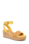 Franco Sarto Presley Ankle Strap Platform Wedge Sandal In Yellowmulti