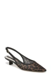 Franco Sarto Pura Slingback Pointed Toe Kitten Heel Pump In Animal Print