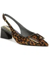 Franco Sarto Racer 5 Womens Calf Hair Animal Print Slingback Heels In Leopard Print Hair
