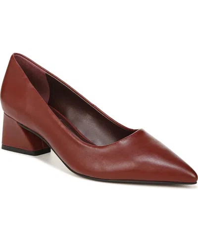 Franco Sarto Racer-pump Pointed Toe Block Heel Pumps In Claret Red Leather
