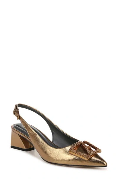 Franco Sarto Racer Slingback Pointed Toe Pump In Bronze Faux Leather