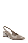 Franco Sarto Racer Slingback Pointed Toe Pump In Marble Grey Faux Patent