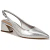 Franco Sarto Racer Womens Padded Insole Ankle Strap Slingback Heels In Silver Faux Leather