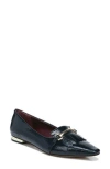 Franco Sarto Rina Womens Leather Slip On Ballet Flats In Navy
