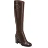 Franco Sarto Rivettall Womens Block Heel Leather Knee-high Boots In Brown