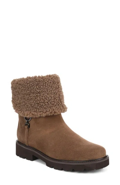 Franco Sarto Sahana Leather Bootie With Faux Shearling Trim In Brown