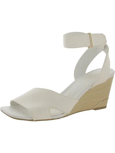 Franco Sarto Samina Womens Leather Dressy Wedge Sandals In White