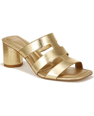Franco Sarto Sarto By  Flexa Carly Block Heel Slide Sandals In Gold Faux Leather