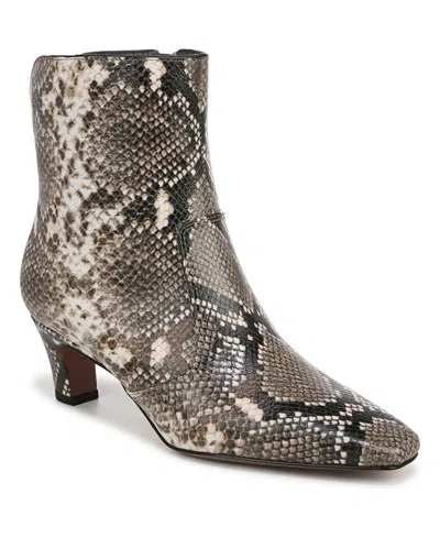 Franco Sarto Sarto By  Women's Alexandria Snipped Toe Kitten Heel Booties In Grey Snake Print Faux Leather