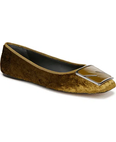 Franco Sarto Sarto By  Women's Flexa Amaya 3 Square Toe Ballet Flats In Chartreuse Green Fabric