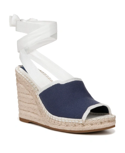 Franco Sarto Sierra Espadrille Wedge Sandals In White,navy Blue Fabric