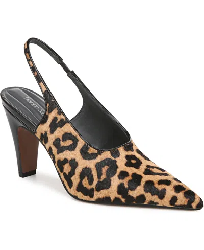 Franco Sarto Sorrento Slingback Pumps In Camel Brown Leopard Print