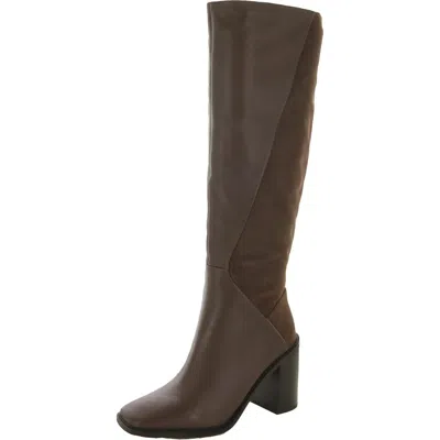 Franco Sarto Stevie Womens Leather Square Toe Knee-high Boots In Animal Print