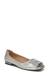 Franco Sarto Tahlia Buckle Square Toe Flat In Silver