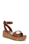 Franco Sarto Taysha Ankle Strap Platform Wedge Sandal In Brown