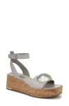 Franco Sarto Taysha Ankle Strap Platform Wedge Sandal In Grey