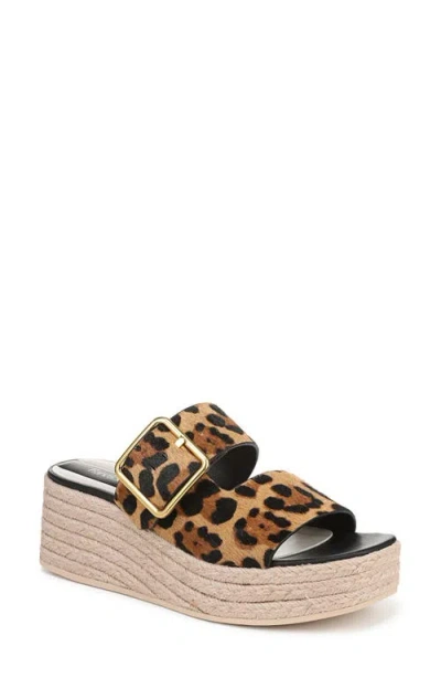Franco Sarto Taziana Genuine Calf Hair Wedge Sandal In Leopard Print Calf Hair
