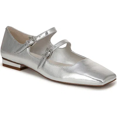 Franco Sarto Tesoro Metallic Mary Jane Flat In Silver