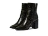 Franco Sarto Ticada Boots Women's Black Leather Zipper Ankle Bootie Jobb342 In Black