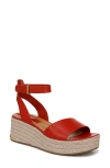 Franco Sarto Tiffany Platform Wedge Sandal In Vintage Red Leather