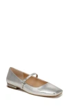 Franco Sarto Tinsley Square Toe Mary Jane Flat In Silver
