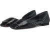 Franco Sarto Tracy Embellished Leather Flat In Black