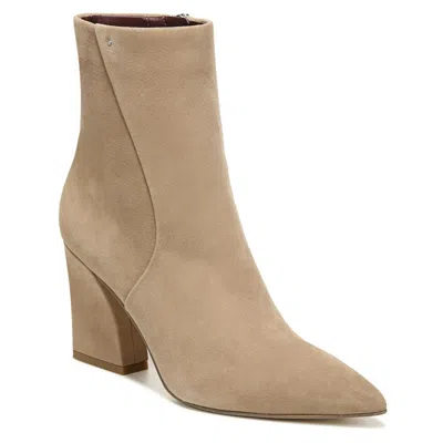 Franco Sarto Vesi H9468l2 Women's Taupe Leather Pointed Toe Bootie Jobb063 In Neutral