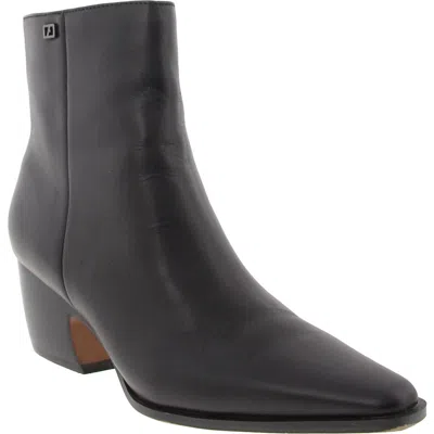 Franco Sarto Vivian Womens Leather Zipper Ankle Boots In Black