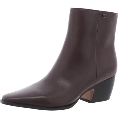 Franco Sarto Vivian Womens Leather Zipper Ankle Boots In Brown