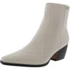 Franco Sarto Vivian Womens Leather Zipper Ankle Boots In White