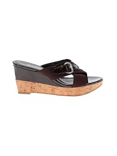 Pre-owned Franco Sarto Wedges In Brown