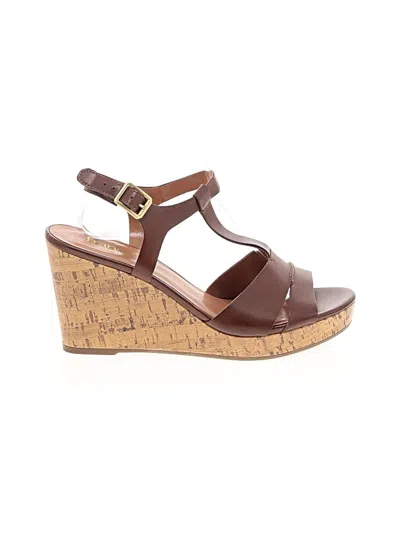 Pre-owned Franco Sarto Wedges In Brown