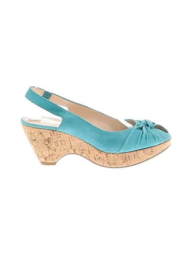 Pre-owned Franco Sarto Wedges In Teal