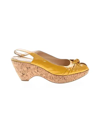 Pre-owned Franco Sarto Wedges In Yellow