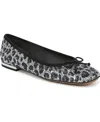 Franco Sarto Women's Abigail Square Toe Ballet Flats In Leopard Print Glitter Fabric