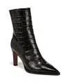 Franco Sarto Appia Leather Bootie In Dark Grey Croc Print Leather