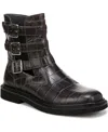 Franco Sarto Women's Argo Square Toe Buckle Booties In Dark Grey Croco Print Leather