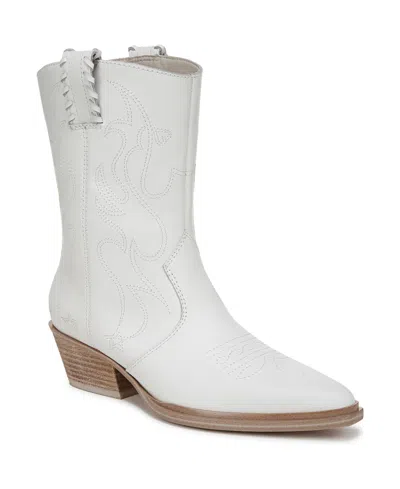 Franco Sarto Women's Bianca Mid Shaft Western Boots In Light White Leather