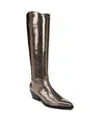 Franco Sarto Womens Billie Pointed Toe Knee High Western Boots Regular Wide Calf In Pewter Snake Faux Leather