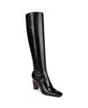 Franco Sarto Bowman Snakeskin Embossed Knee High Boot In Black Snake Print Faux Leather