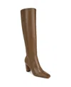Franco Sarto Women's Bowman Wide Calf Square Toe Knee High Dress Boots In Woodland Brown Faux Leather