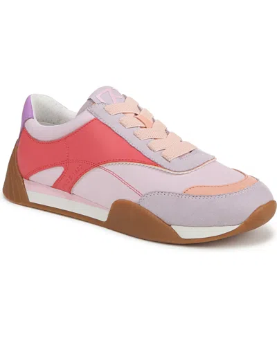 Franco Sarto Women's Brescia Lace Up Jogger Sneakers In Multi Pink Faux Leather,fabric