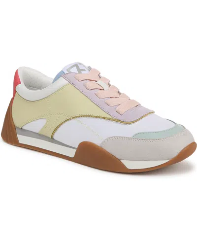 Franco Sarto Women's Brescia Lace Up Jogger Sneakers In Multi White Faux Leather,fabric