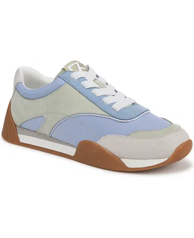 Franco Sarto Women's Brescia Lace Up Jogger Sneakers In Periwinkle Blue Faux Leather,fabric