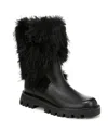 Franco Sarto Brina Moto Bootie In Black Leather,faux Fur