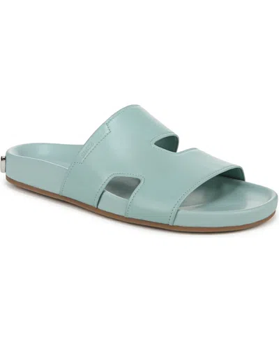 Franco Sarto Women's Britt Open Toe Slide Sandals In Sky Blue Leather